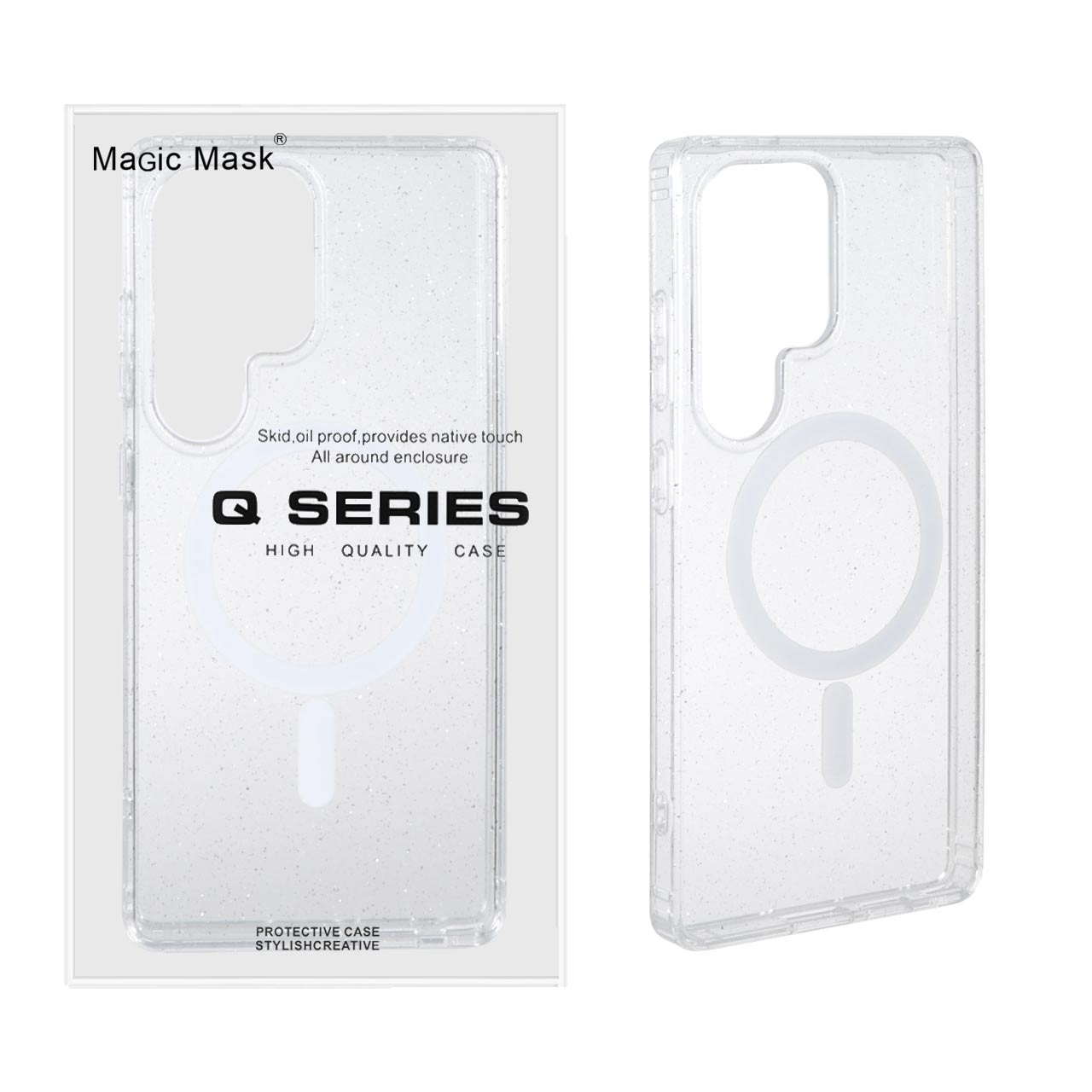 قاب اورجینال پشت سخت شفاف Magsafe اکلیلی Samsung Galaxy S25 Ultra (پک دار)